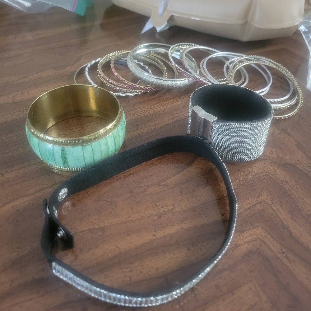 Elegant Silver and Gold Bangle Set